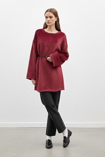 Puane Жіноча блузка з м'якої трикотажної тканини-10776 - BURGUNDY