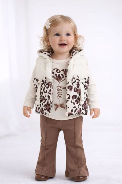 RAPAPA Kız Bebek 3’lü Takım –Sweatshirt, Yelek ve Pantolon 05213 K