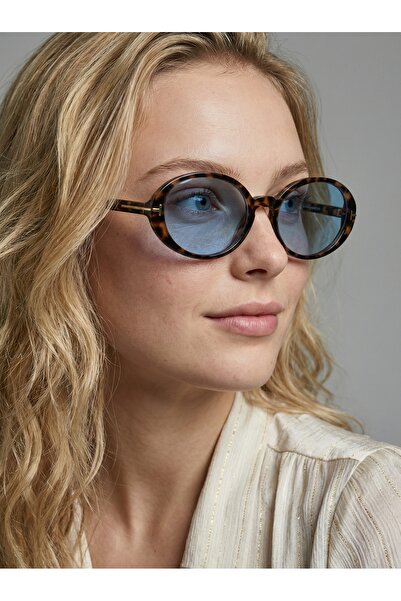 VEGA EYEWEAR Lille LEopar Mavi Camlı Oval Elips Trend Model Güneş Gözlüşü 58 ...