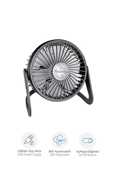 Piranha 5566-S USB'den Güç Almalı 360° Ayarlanabilir Masaüstü Mini Fan Vantil...
