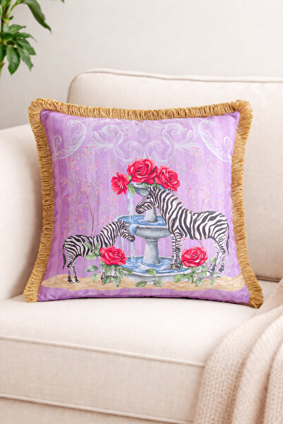 RİTMOHOME Διακοσμητικό μαξιλάρι Zebra Patterned Tassel Vintage, Country, Scan...