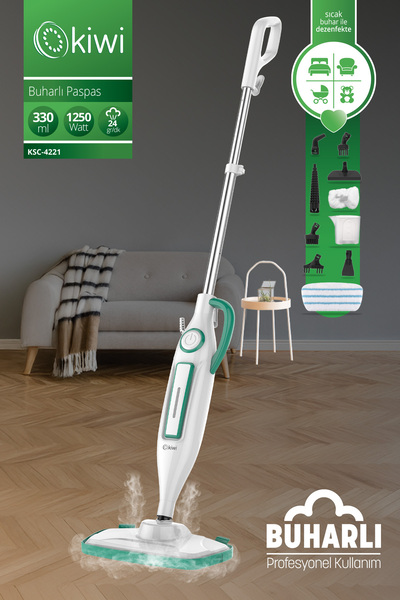 Kiwi Ksc-4221 Çok Fonksiyonlu 10 Aparatlı Buharlı Paspas Mop - Buharlı Temizl...