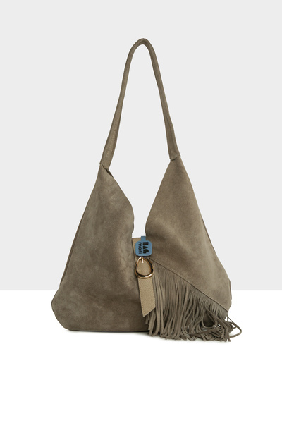 Bagmori Mink Women's Genuine Suede Leather Buckle Tassel Large Casual Bag M00...