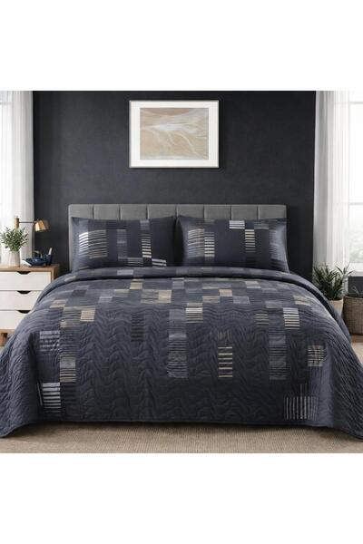 Eponj Home Battal Boy Kapitone Yatak Örtüsü Çok Amaçlı Trace Antrasit