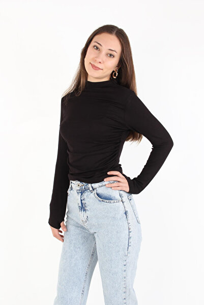 Mckanzie 6529 (N-2124) High Neck Gathered Finger-Looped Bodysuit