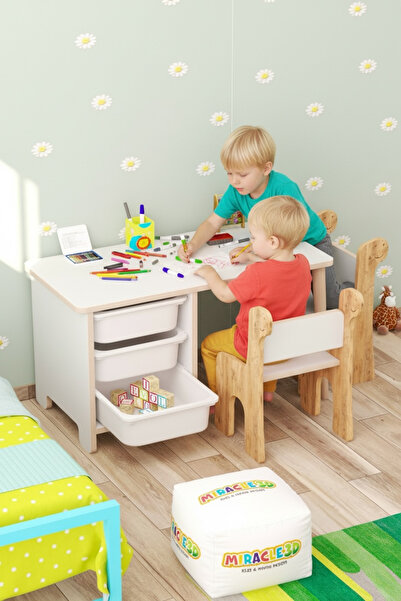 Children's Table ChairSet-3 Children's Desk with Basket Activity Table Summer-delete double Dino Chair