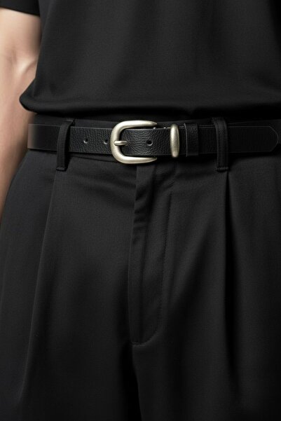 Gesa Bărbați 100% piele naturală, catifea subțire, catifea, curea neagră 2,5 cm