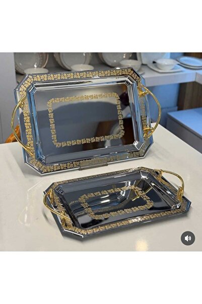 KÖSEOĞLU HOME 2'Lİ GOLD İŞLEMELİ TEPSİ