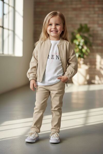 Minigimin Cicileri Bež Miniğimin Cicileri Trend Štampano Gabardine set za dev...