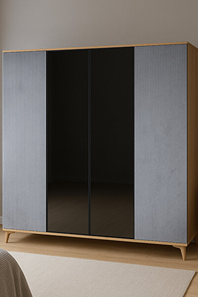 arionkids Ege Dolap 4 Kapaklı | %100 MDF | REHAU Kapaklı | Ağaç Ayaklı