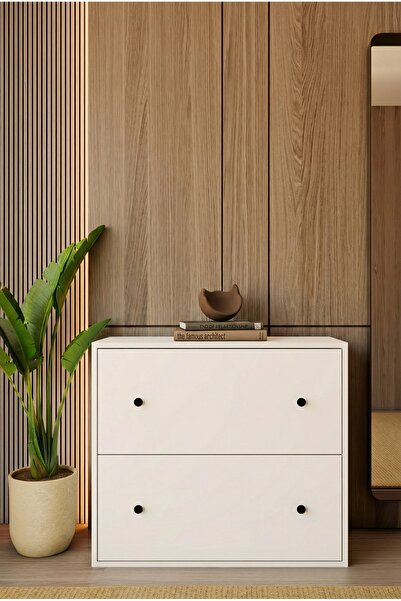 MONTENERO Ayakkabılık Çekmeceli Beyaz Modern Ayakkabılık Portmanto