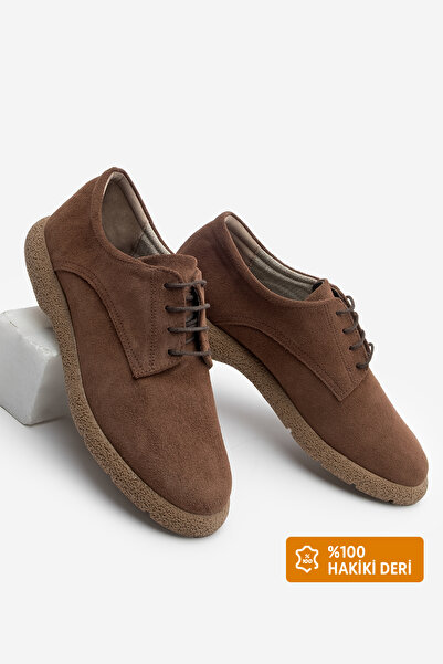 Marjin Дамски обувки от естествена кожа с връзки Alyen Coffee Suede