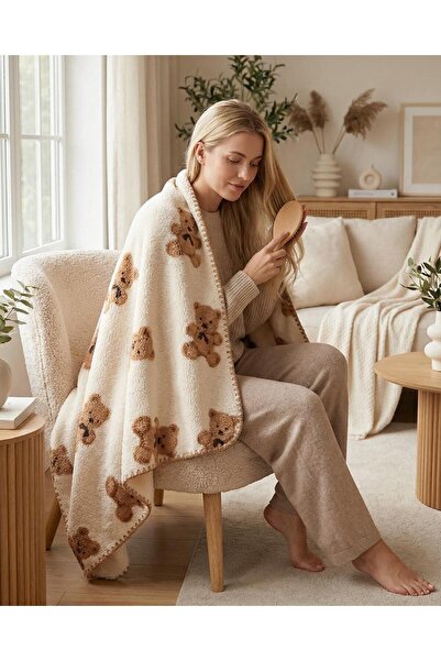 NOVİPACK TV BATTANİYESİ KUZU POLAR AYICIK DESENLİ 130X170 CM
