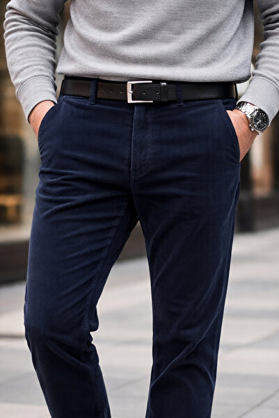 Varetta Чоловічі сині вельветові штани з кишенями класичного крою