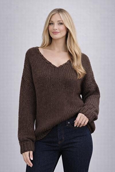 MoonliWear Women's Textured Knit, Comfortable Cut Loose Knitwear Sweater