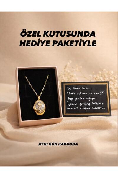 BEREN KILIÇ Alya Kolye Gold Anka Kolye İçine Fotoğraf Koyulabilen Kolye Hediy...