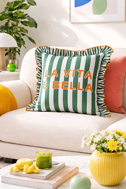 RİTMOHOME La Vita E Bella Fırfırlı Vintage, Country, Iskandinav, Bohem 50x50 ...