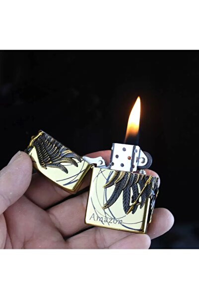 hızıroğulları Amazon Kabartmalı Kanatlı Kadın Savaşçı Metal Gazlı Çakmak