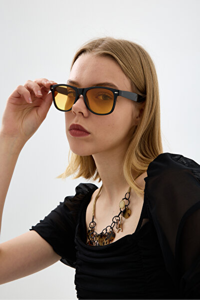 Chunky Frame Saint Unisex Black Orange Sunglasses