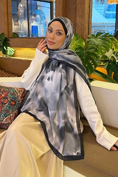 lamelif نمط الباتيك شال ناعم أسود