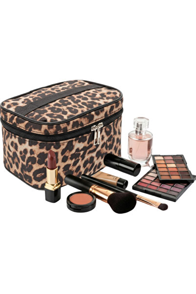 NS reliable Leopard Motif Cosmetic Bag Travel Makeup Organizermultifunctional