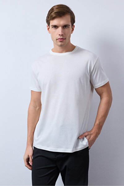 Justboga Düz Oversize Muscle Fit Rahat Yaka Soft Touch Modal Penye T-shirt