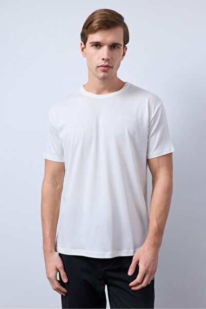 Justboga Nakışlı Regular Fit Rahat Yaka Soft Touch Modal Penye T-shirt