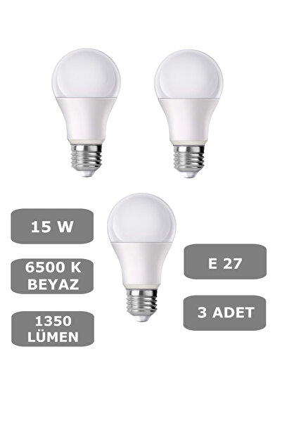 CONANA 15W E27 Led Ampul 6500K Beyaz Işık (1350 Lümen) (3 Adet)