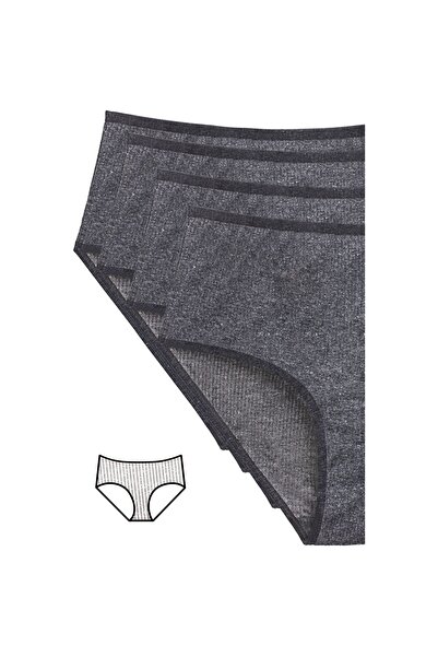 Royaleks Pachet de 4 chiloți bato cu nervuri, colorați, cu talie înaltă, antr...