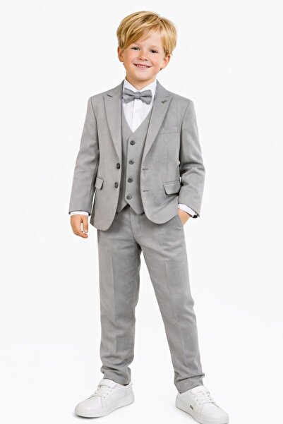 RAPAPA Costum pentru băieți, jachetă, cămașă, pantaloni, papion, vestă, 5735-...