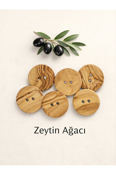 Tasarım Ahşap Düğme Zeytin Ağacı 2 cm Çapında 10 Adet.