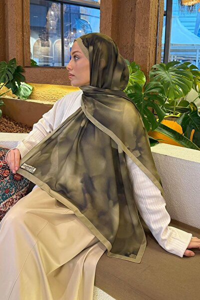 lamelif Batik Desen Soft Şal Haki