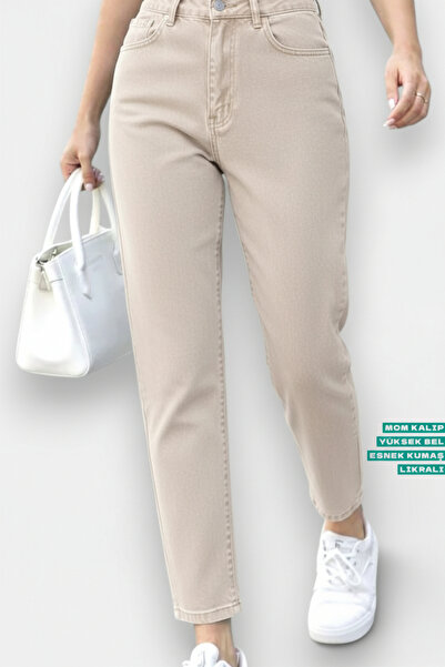 FlexiFit Yüksek Bel Mom Boyfriend Kadın Jean Pantolon | Rahat Kalıp | Denim |...