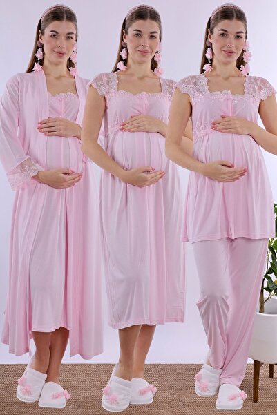 ByLohusa طقم قطن للحوامل والمرضعات 4 قطع من إفورت - وردي