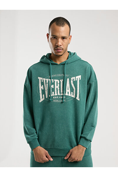 EVERLAST Hanorac cu glugă pentru bărbați, de marime mare, verde închis, auten...