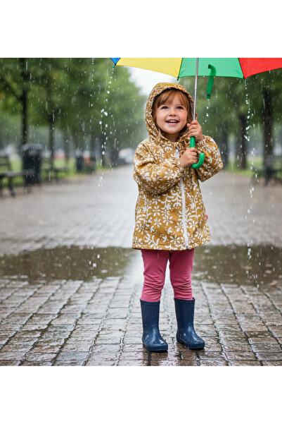 Minim معطف واق من المطر للفتيات منقوشة بالأزهار