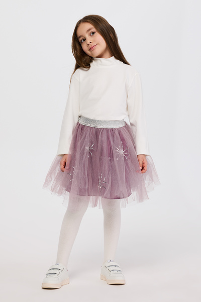Panço Kız Çocuk Pul Nakışlı Mor Tütü Etek