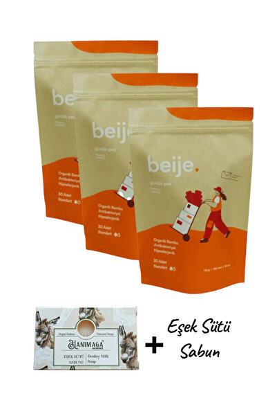 KMS HOME Beije 30'lu Standart Günlük Ped Organik Bambu + Dermokil Kömür Detok...