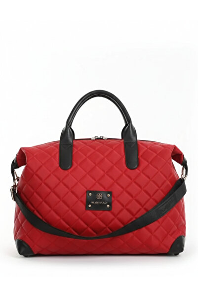 Çanta Trend Red Quilted Easy to Clean Hand and Shoulder Strap Beach, Picnic, ...
