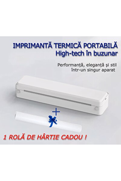 HYDER Imprimantă termică + 1 rola cadou, utilizează hartie tatuaj, coli A4, r...