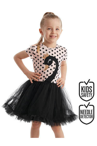 Denokids Rochie Neagra Copil Fata Rochie Tutu din Tulle Rochie Buline