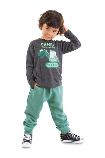 Denokids Dino Kazıda Boy's T-shirt Sweatpants Set