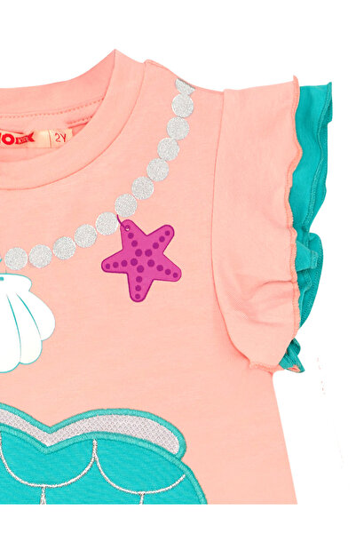 Denokids Pink Mermaid - Rochie de vară pentru fete din bumbac pieptănat cu volan