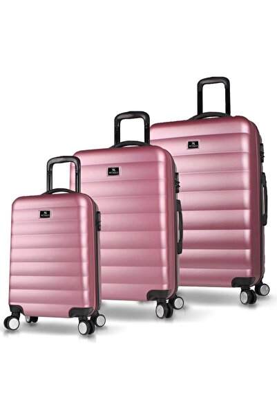 My Valice Colors Abs Kabin Orta Ve Büyük Boy Rose Gold 3'lü Valiz Seti