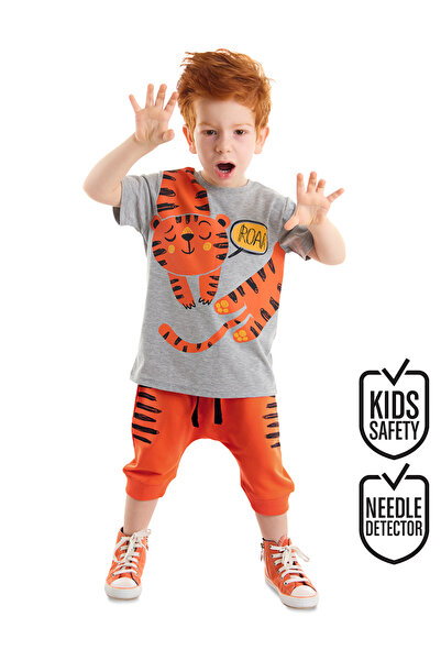 Denokids Chlapecký letní set - tričko Roar Tiger Orange a kraťasy Capri