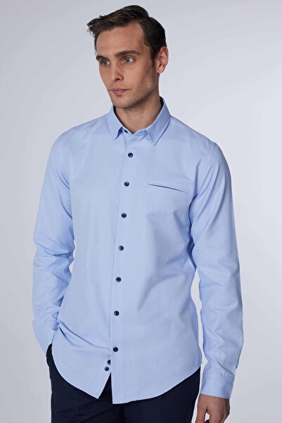 Tudors Pánská košile Slim Fit s dlouhým rukávem Slim Fit Fleto s jednou kapso...