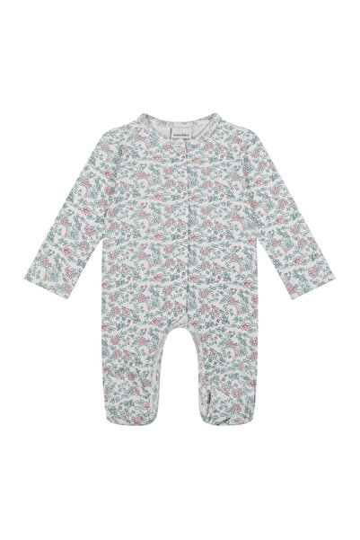 Antebies Organik Beyaz Uzun Kollu Kız Bebek Patikli Tulum