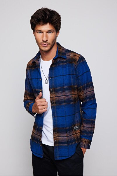 Tudors Ανδρικό πουκάμισο χειμωνιάτικο ξυλοκόπο με μακρυμάνικη λεπτή εφαρμογή