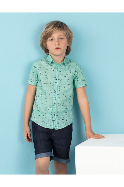 Ollie&Olla Sailboat Turquoise Boy's Shirt