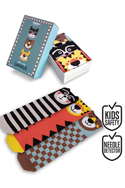 Denokids Animals Boy's 3-Piece Boxed Socks